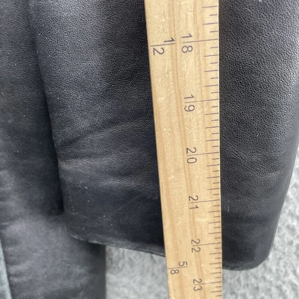 Merona 100% Leather Jacket Womens XL Long Coat Corpcore 90's Minimalist Academia